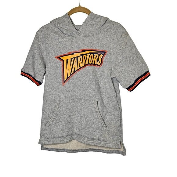 Mitchell & Ness Warriors Hoodie Girl's Medium M 10/12 Gray Cotton Short‎ Sleeve - Picture 1 of 11